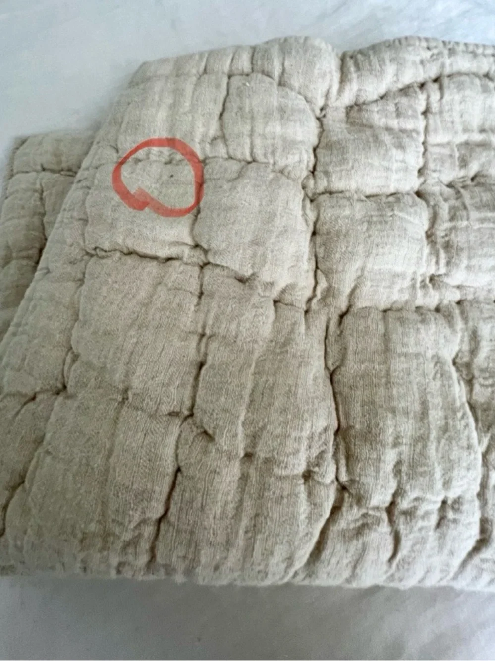 Pottery Barn Cloud Quilted Sham linen + cotton in cafe au late.